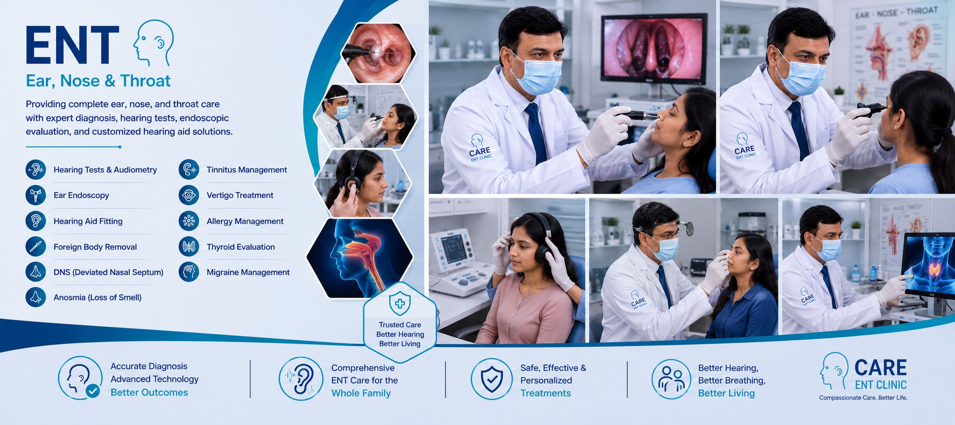 ENT specialist performing ear examination